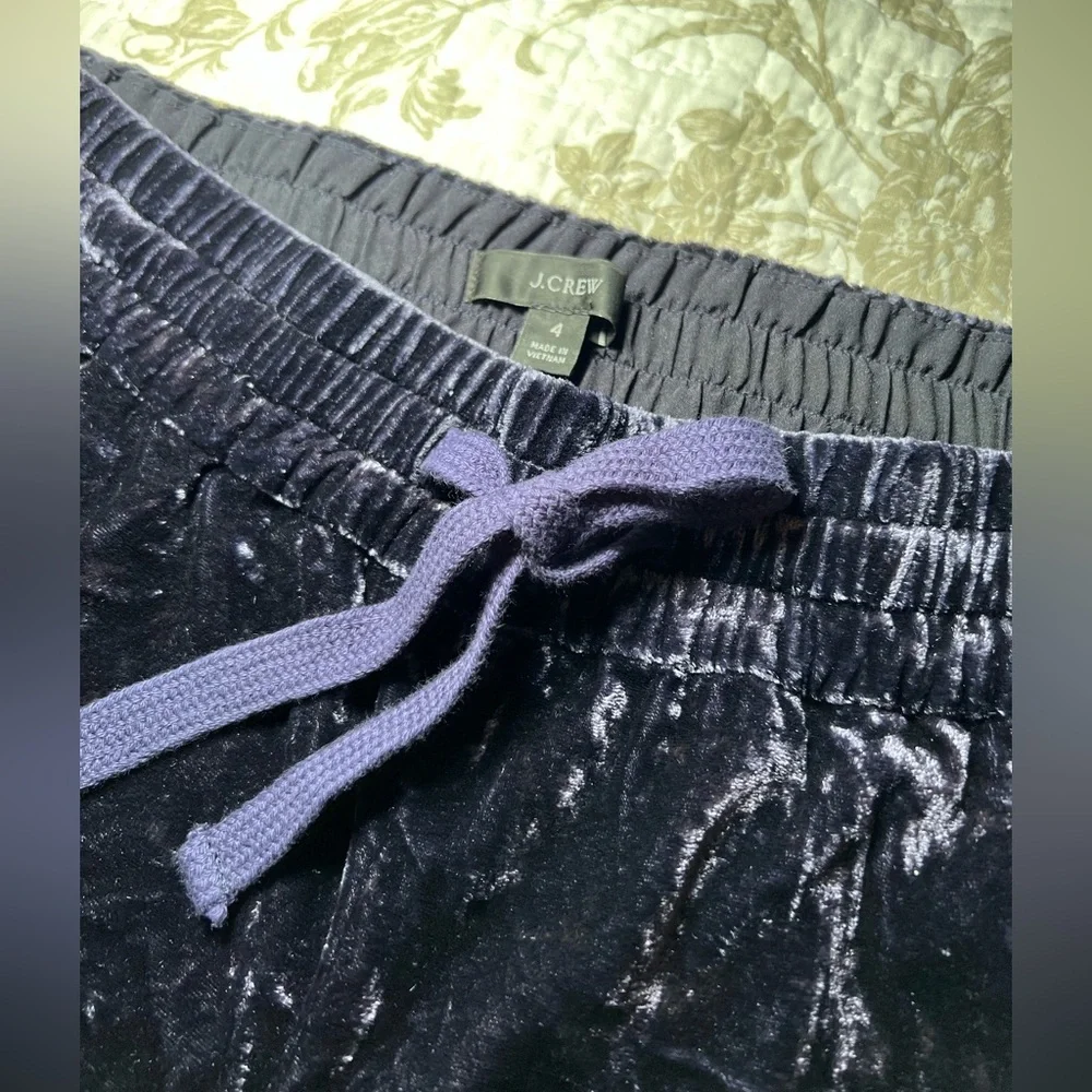 J Crew Crushed Velvet Velour Pants Joggers, size 4 RetroGlam - Picture 3 of 12